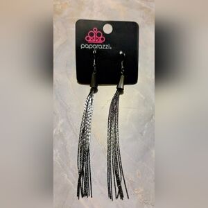 Paparazzi Dark Silver Cascading Tassel Earrings
